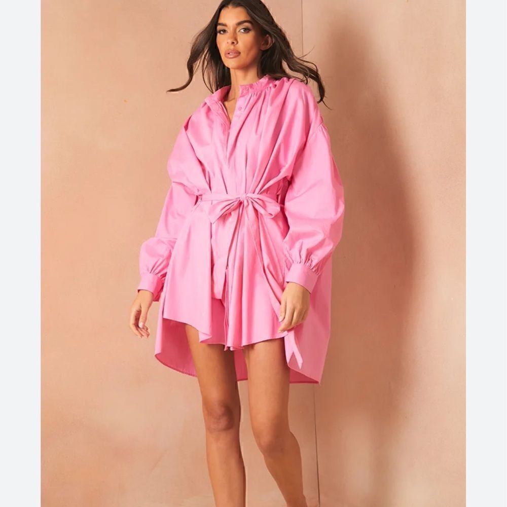 Pink Poplin Cape Shirt Dress Size US 8 (uk 12) Great Condition